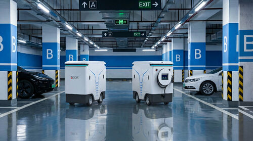 Последние новости компании о Зарядные станции больше не требуют, чтобы «автомобили искали зарядные устройства»: Door Energy запускает новый продукт — «умного зарядного робота», который сам подъезжает к автомобилю